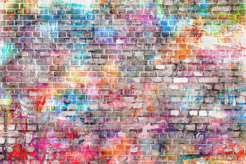 Colorful grunge art wall illustration, background