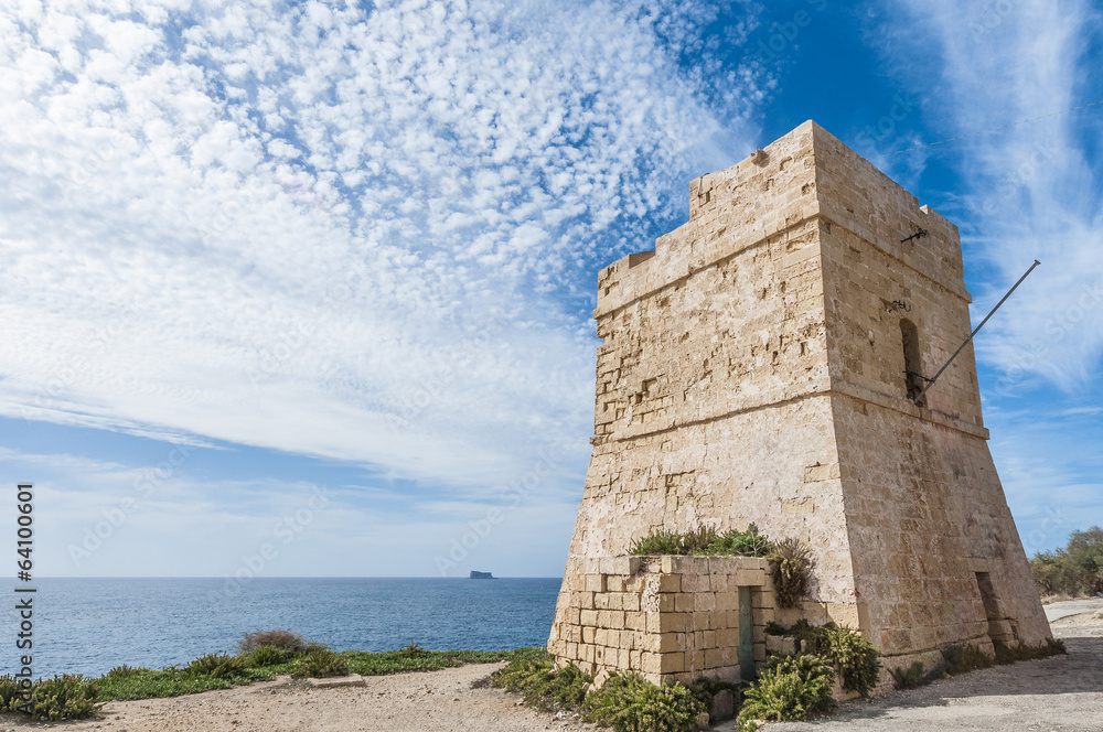 Coastal watch tower near Blue Grotto in Malta Coastal watch tower near Blue Grotto in Malta