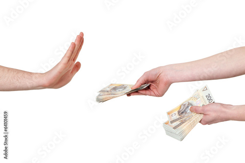 Dłonie z pieniędzmi