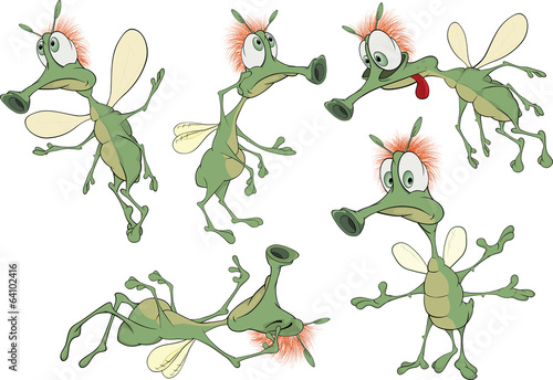 Set of green Insects cartoons