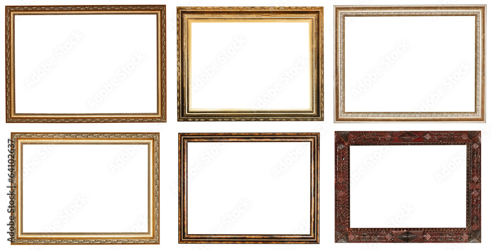 Fototapeta premium set of wide retrot wooden picture frames
