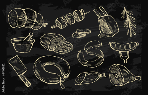 vector hand drawn Meat