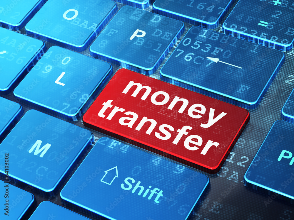 Fototapeta premium Finance concept: Money Transfer on computer keyboard background