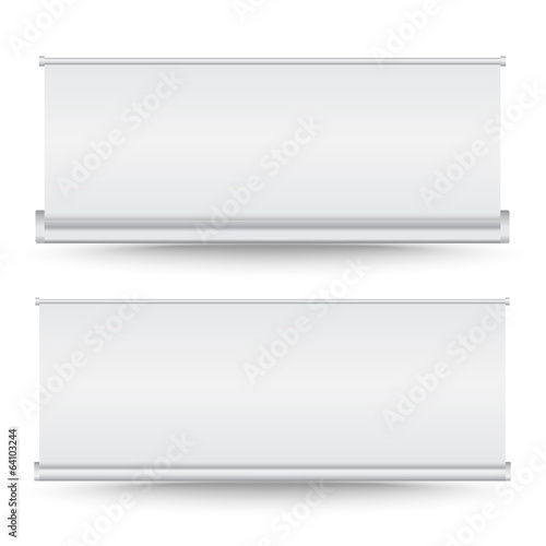 Vector set of roll up banner on isolated white background