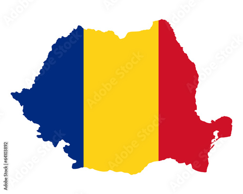 Karte und Fahne von Rumänien