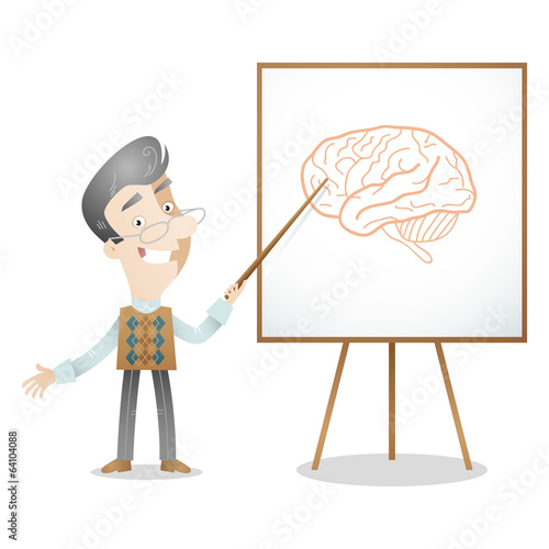 Senior professor, lecturer, screen, brain