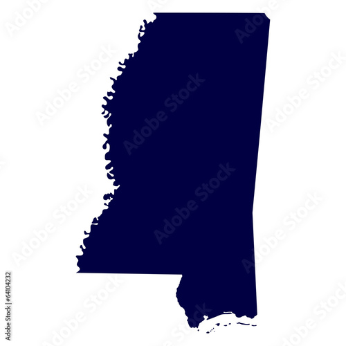 map of the U.S. state of Mississippi