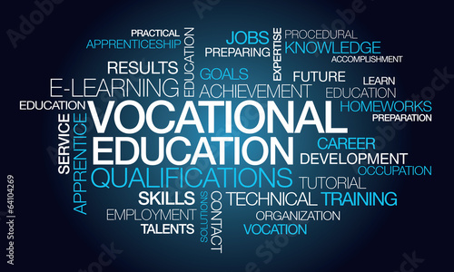 Vocational education qualifications training word tag cloud photo