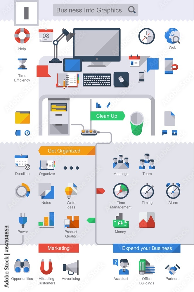 Business icons info graphics, Flat style Business icons info graphics, Flat style