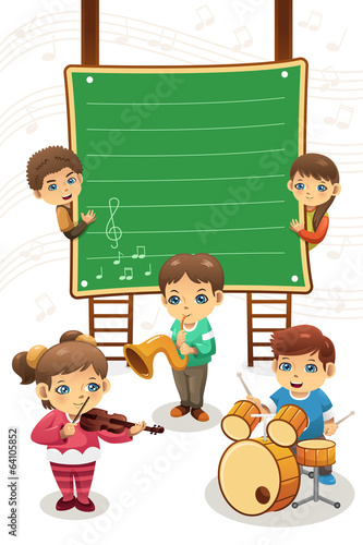 Kids playing music poster