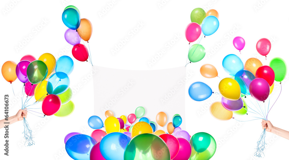 Holiday banners with colorful balloons