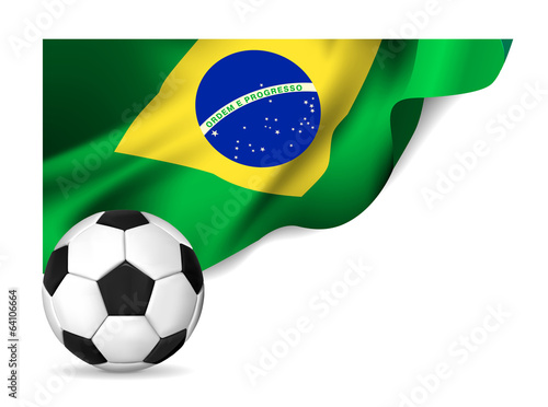 Soccer ball with brasil flag