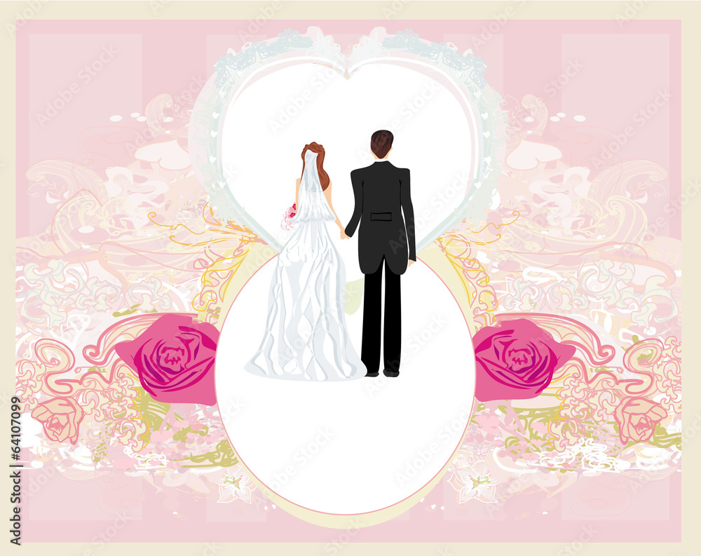 wedding invitation card with a cute couple wedding invitation card with a cute couple