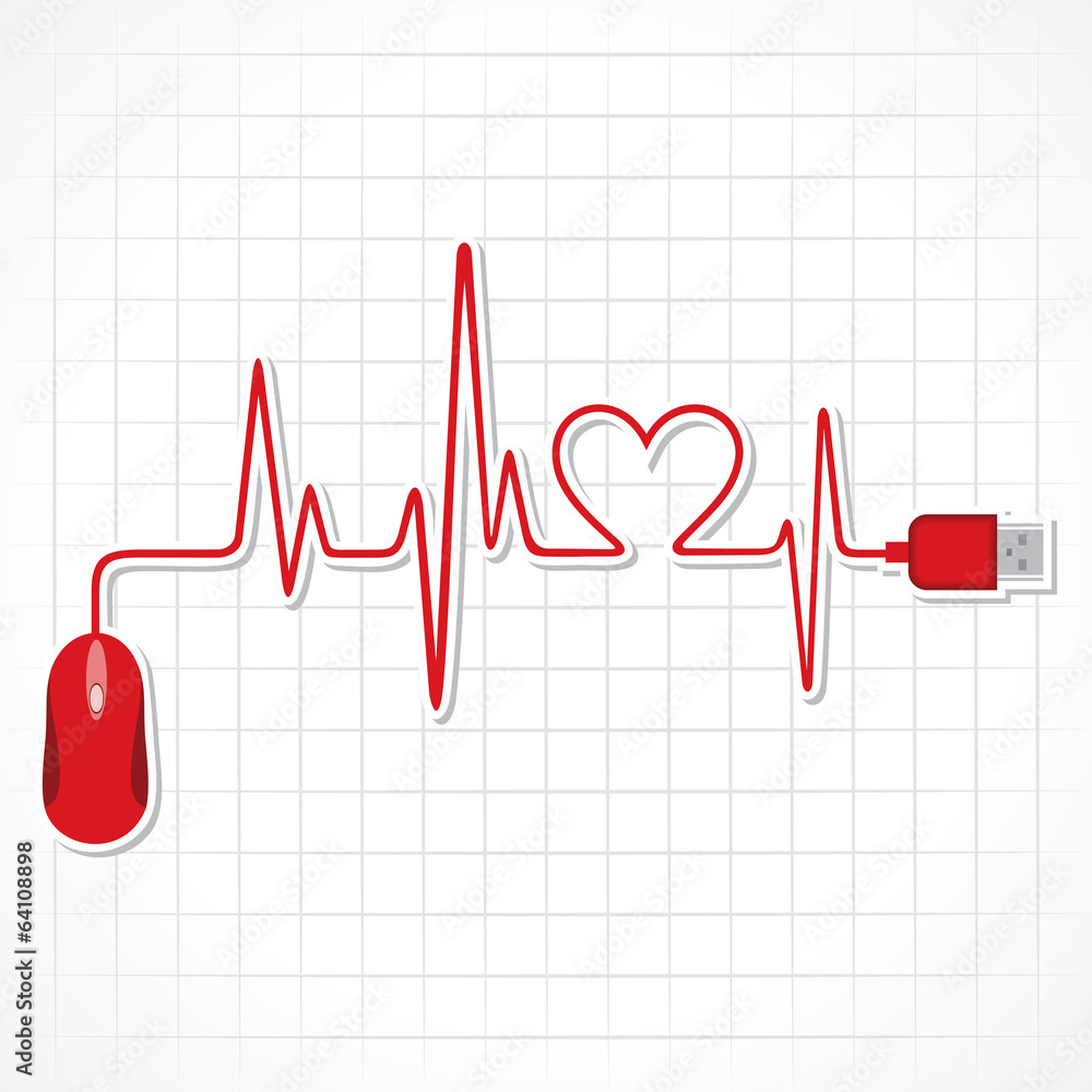 heartbeat with mouse and laptop stock vector