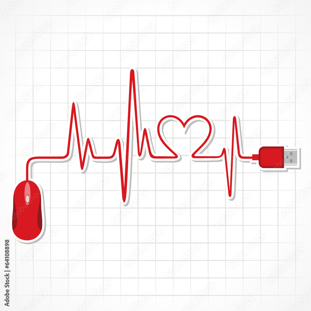 heartbeat with mouse and laptop stock vector heartbeat with mouse and laptop stock vector