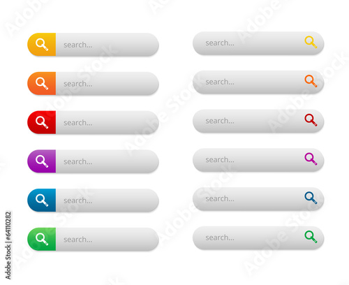 collection of colorful rounded search buttons - illustration