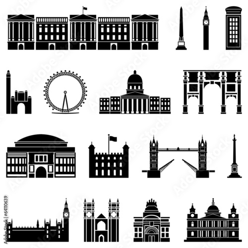 Vector illustration of the various landmarks of London