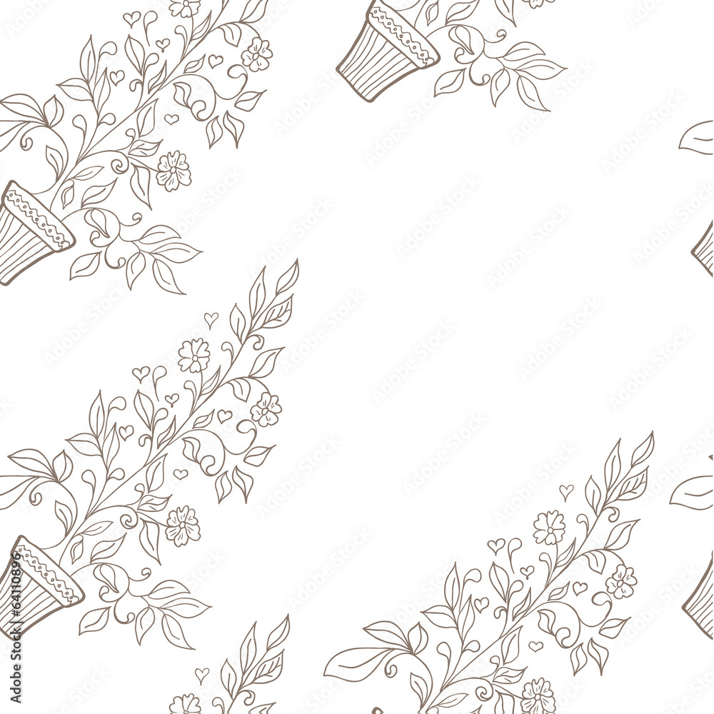 flower in pot sketch. Simpless flower in pot sketch. Simpless