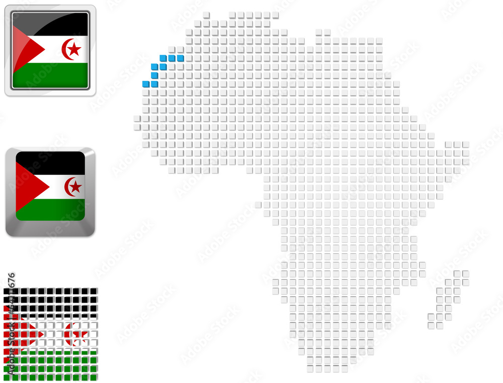 Western Sahara on map of Africa