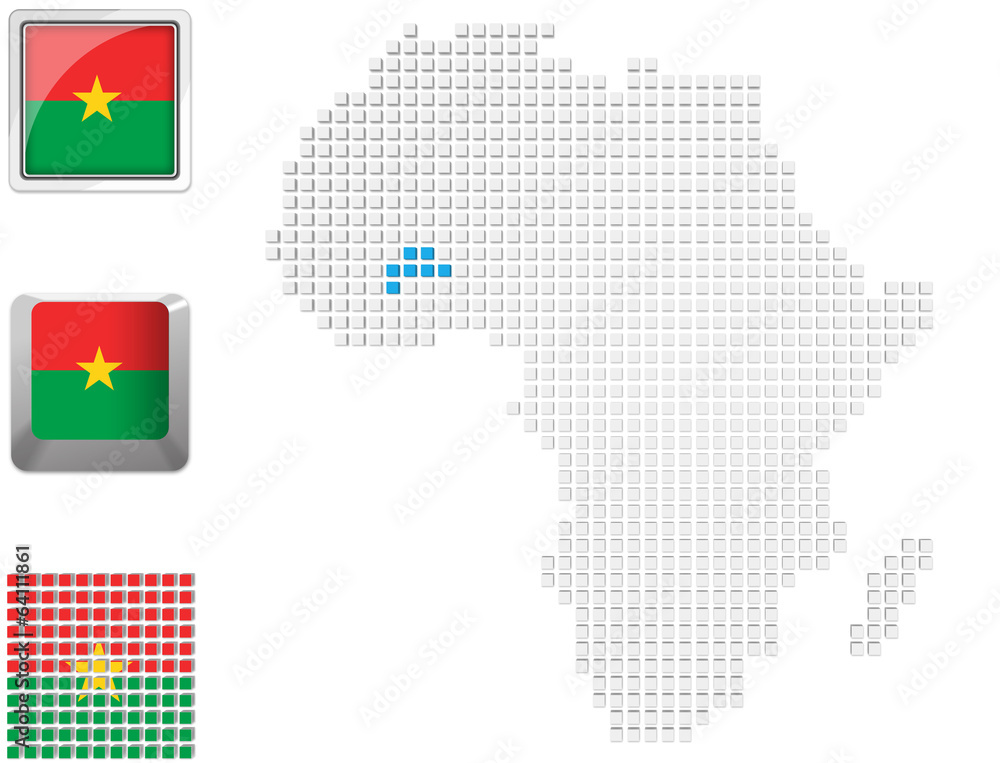 Obraz premium Burkina on map of Africa