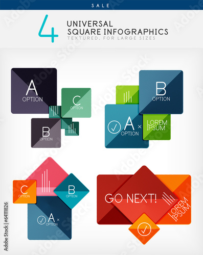 Square infographics, option banners collection