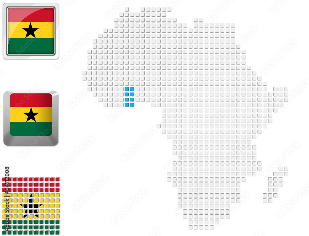 Ghana on map of Africa
