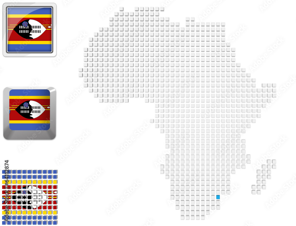 Swaziland on map of Africa