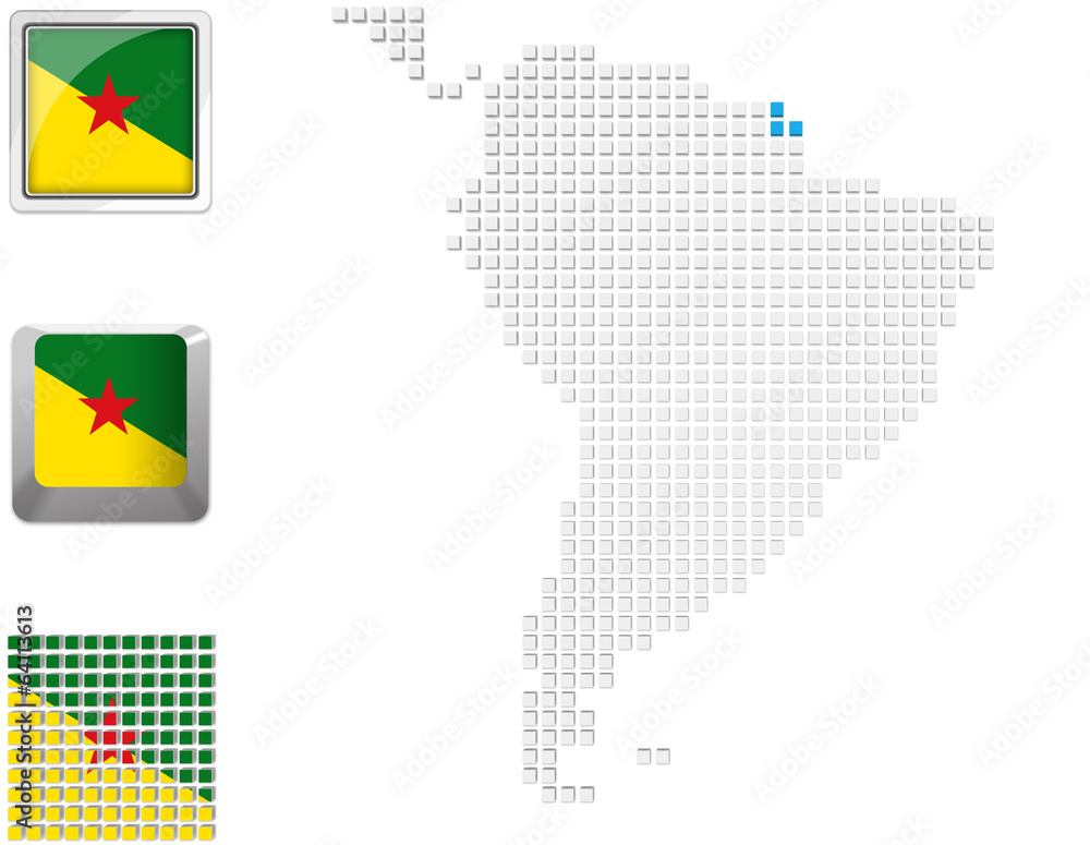 Obraz premium French Guiana on map of South America