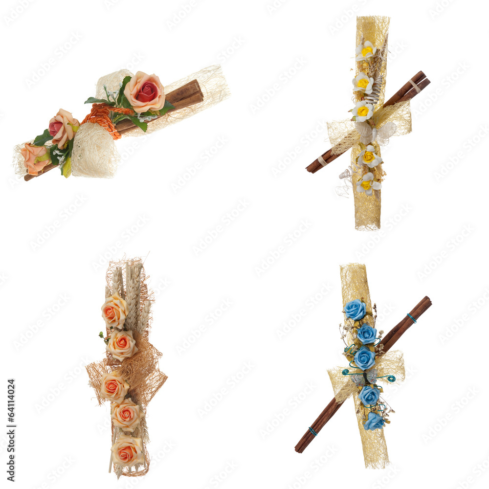 Naklejka premium Set of four flower arrangement