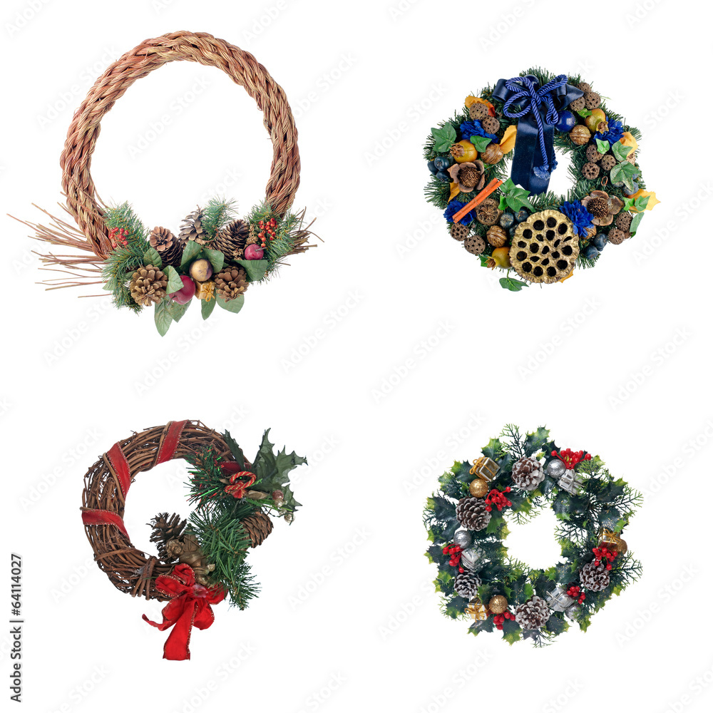 Set of four Christmas door garland