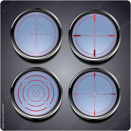 Set of four different crosshairs