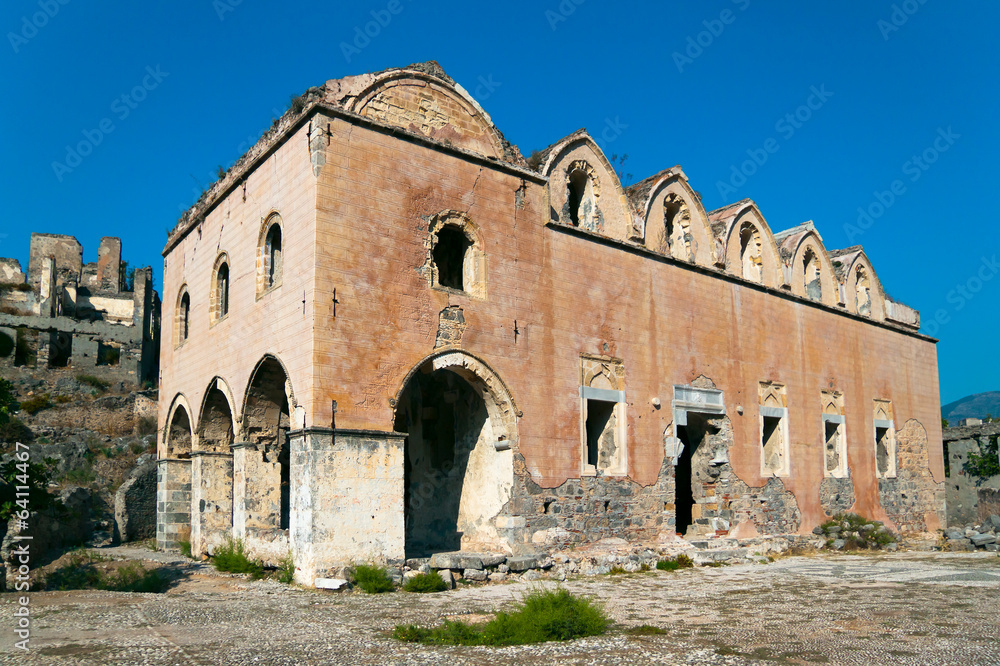 Ruins of Greek Orthodox Church in Kayakoy, Turkey
