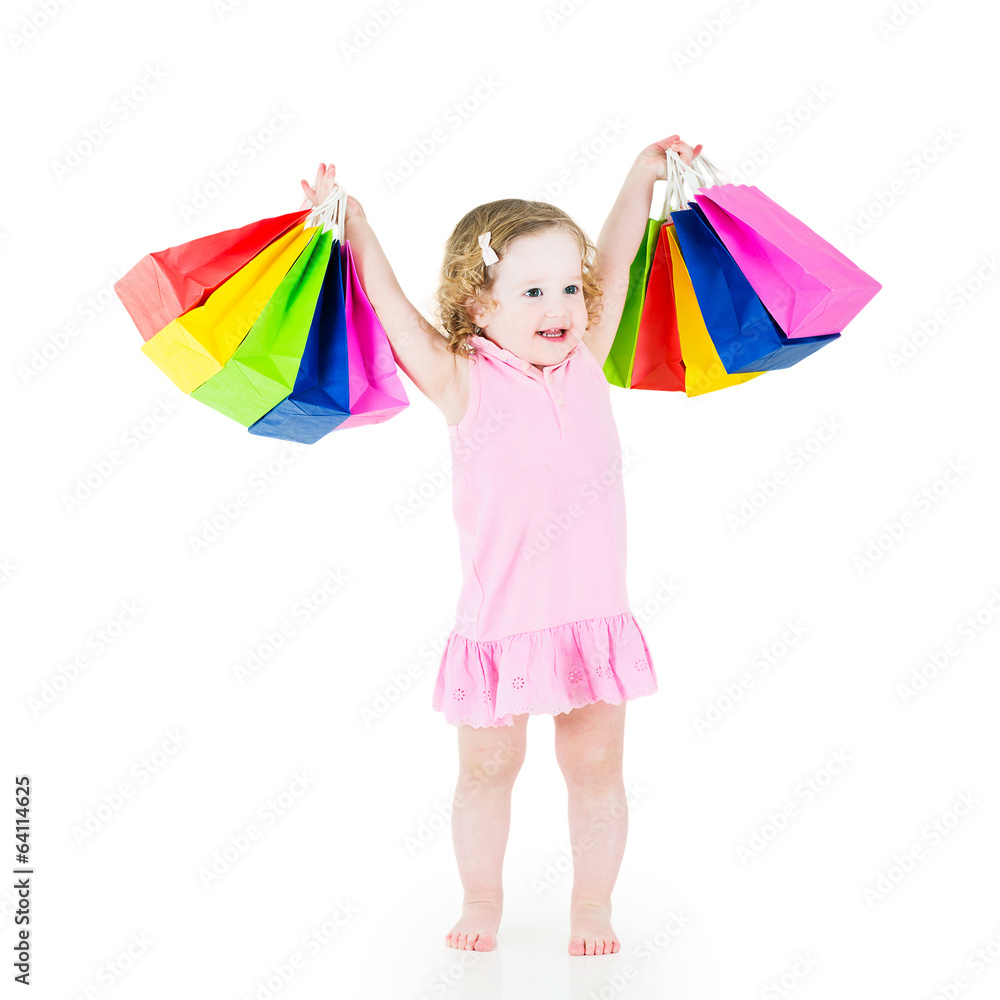 Cute little girl after sale and special offer shopping Cute little girl after sale and special offer shopping