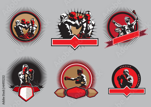 Set of boxing icons or emblems