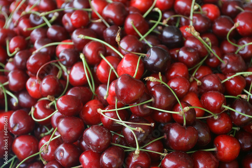 fresh cherries on the street market