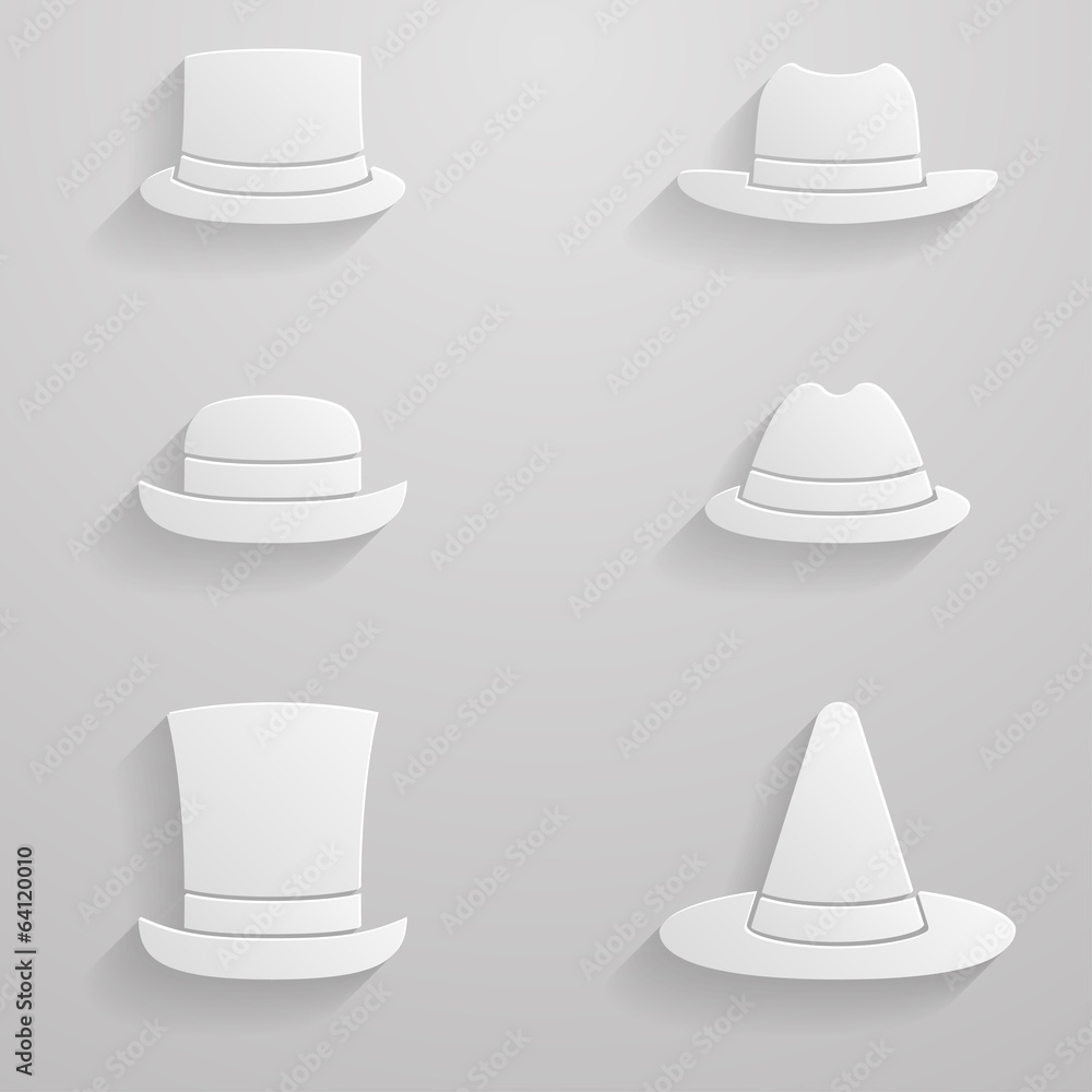 Paper hats icon set Paper hats icon set