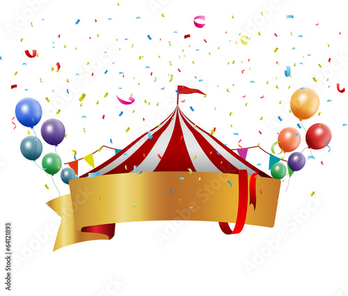 Circus background with balloon and confetti