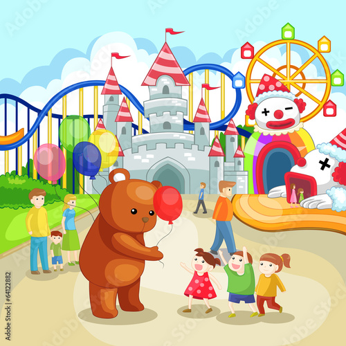 Amusement park for children in summer holiday (vector)