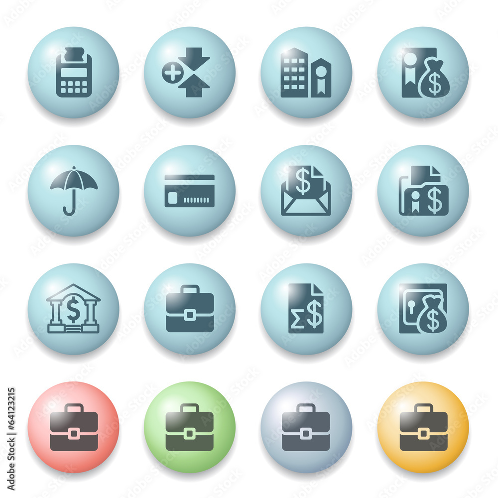Finance icons on color buttons. Finance icons on color buttons.