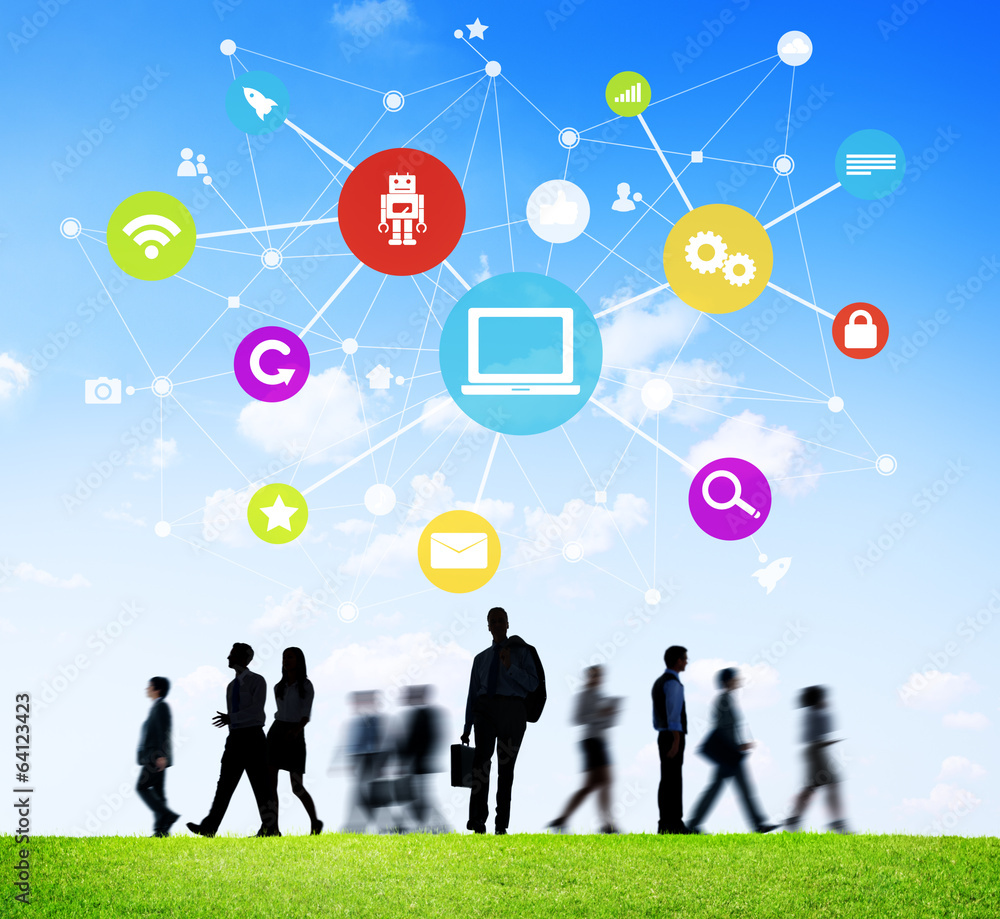 Business People with Global Communication Concept Business People with Global Communication Concept