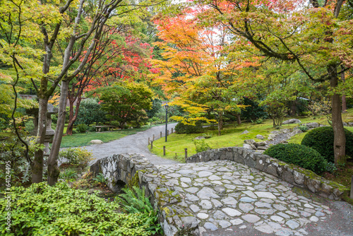 Fall Foliage Stone Bridge Japanese Garden