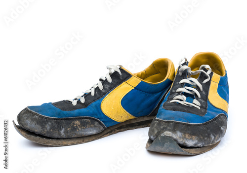 Bilde på lerret pair of old shoes on white background