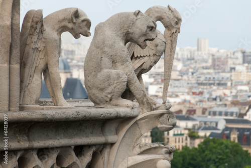 Photo Demon, Dog and Heron Gargoyles of Notre Dame II