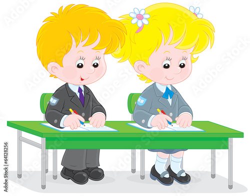 Schoolchildren writing