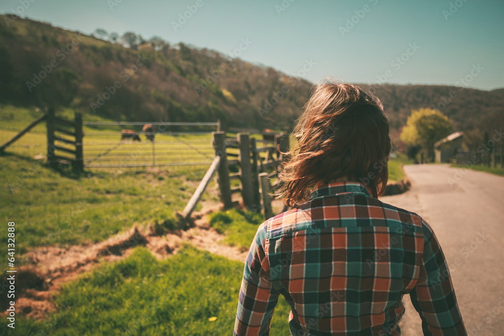 Young woman on a ranch