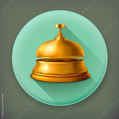 Reception Bell, long shadow vector icon