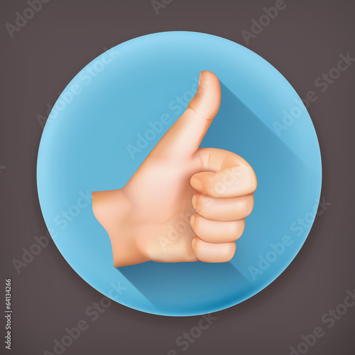 Thumb up, long shadow vector icon