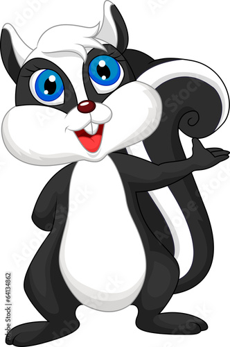 Cute cartoon skunk waving
