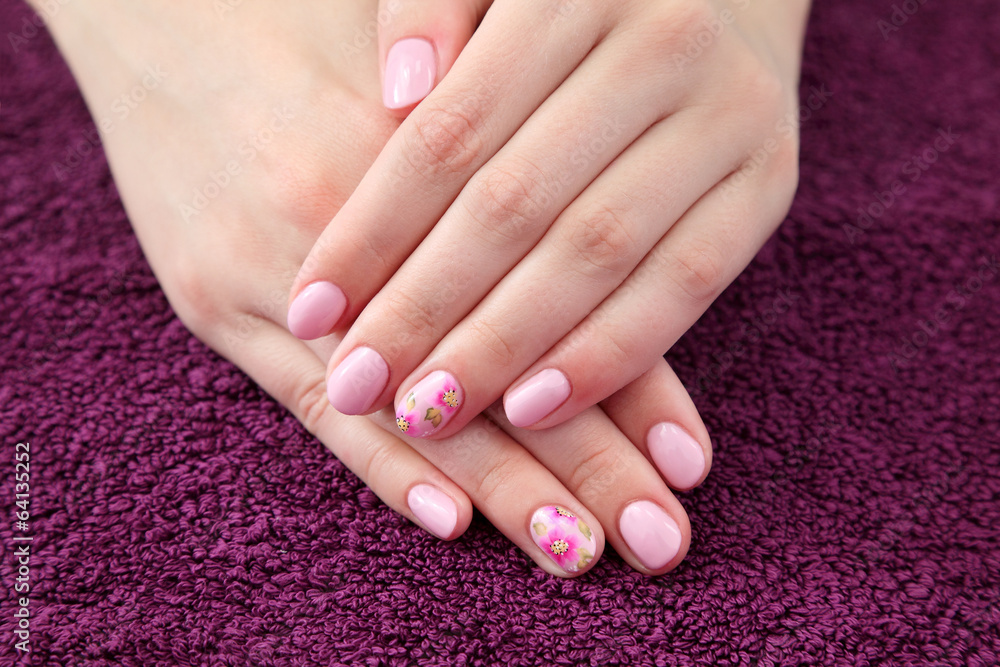 Beauty treatment, hands with painted fingernails