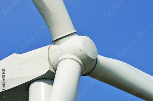 Wind farm propellor in close up view